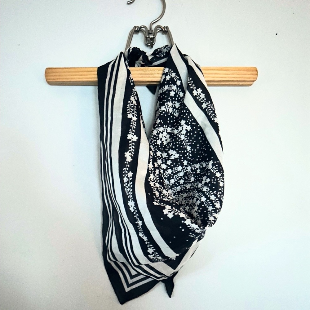 Vintage Black and White Patterned Scarf